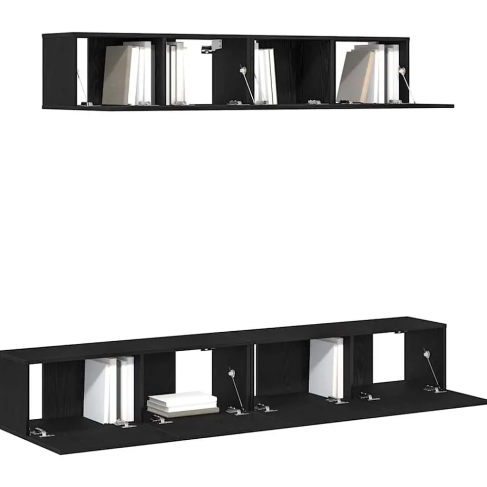 Meubles Tv-vidaXL Ensemble meuble TV 4 pcs Chêne noir Bois d'ingénierie