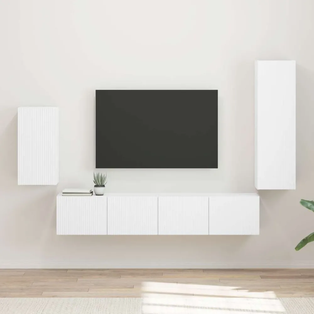 vidaXL Ensemble meuble TV Montage mural 4 pcs Bois d'ingénierie