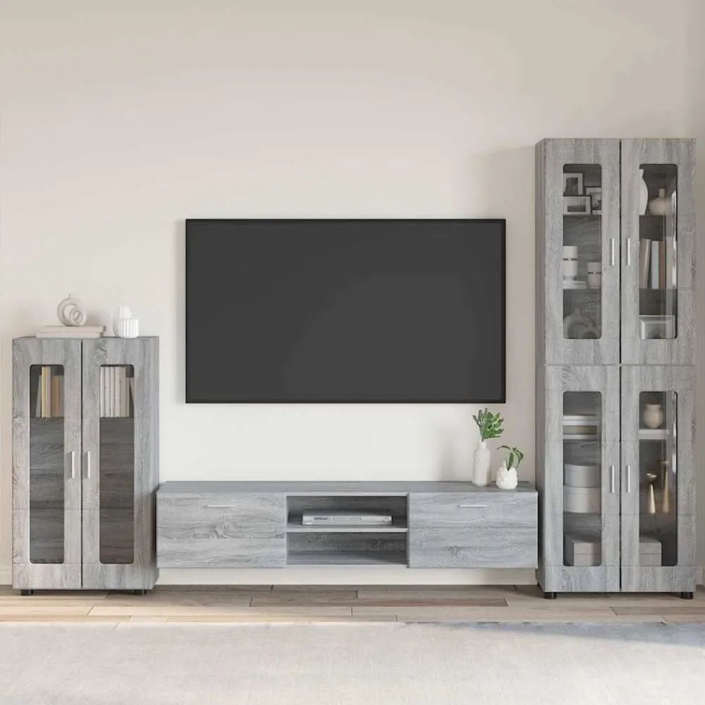 vidaXL Ensemble meuble TV FLORIN 3 pcs Gris Sonoma Bois d'ingénierie