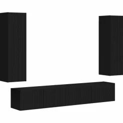 Meubles Tv-vidaXL Ensemble meuble TV Montage mural 3 pcs Bois d'ingénierie Noir