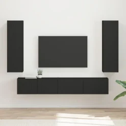 Meubles Tv-vidaXL Ensemble meuble TV Montage mural 3 pcs Bois d'ingénierie Noir
