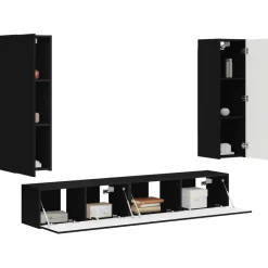 Meubles Tv-vidaXL Ensemble meuble TV Montage mural 3 pcs Bois d'ingénierie Noir