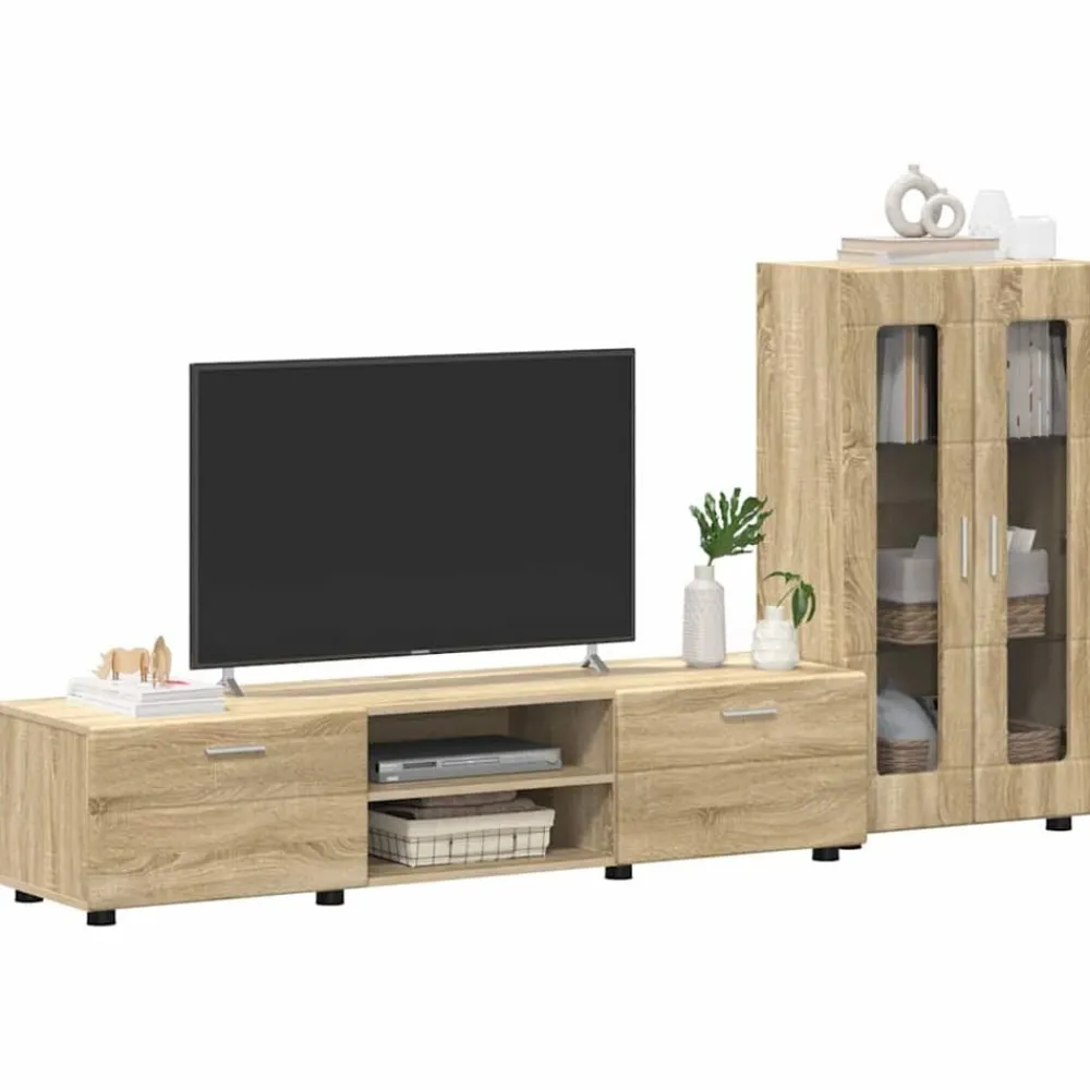 Ensembles De Meubles-vidaXL Ensemble meuble TV FLORIN Chêne Sonoma Bois d'ingénierie Chêne sonoma