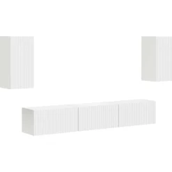 vidaXL Ensemble meuble TV Montage mural 5 pcs Blanc Bois d'ingénierie
