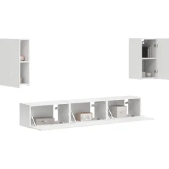 vidaXL Ensemble meuble TV Montage mural 5 pcs Blanc Bois d'ingénierie