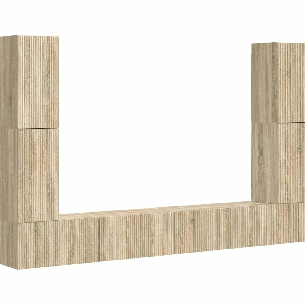 Meubles Tv-vidaXL Ensemble meuble TV 8 pcs Chêne Sonoma Bois d'ingénierie Chêne sonoma