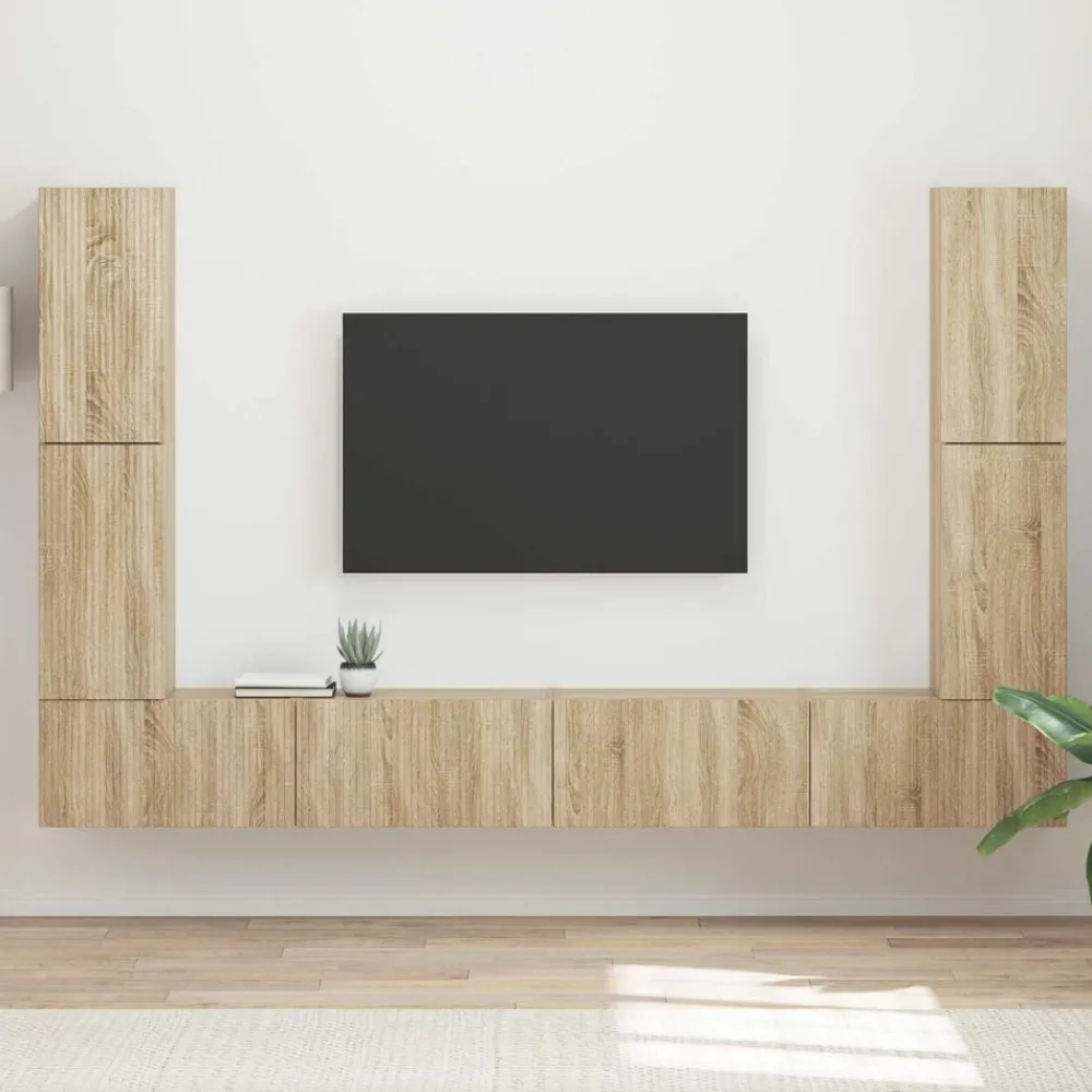 Meubles Tv-vidaXL Ensemble meuble TV 8 pcs Chêne Sonoma Bois d'ingénierie Chêne sonoma