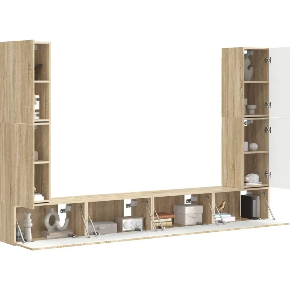 Meubles Tv-vidaXL Ensemble meuble TV 8 pcs Chêne Sonoma Bois d'ingénierie Chêne sonoma