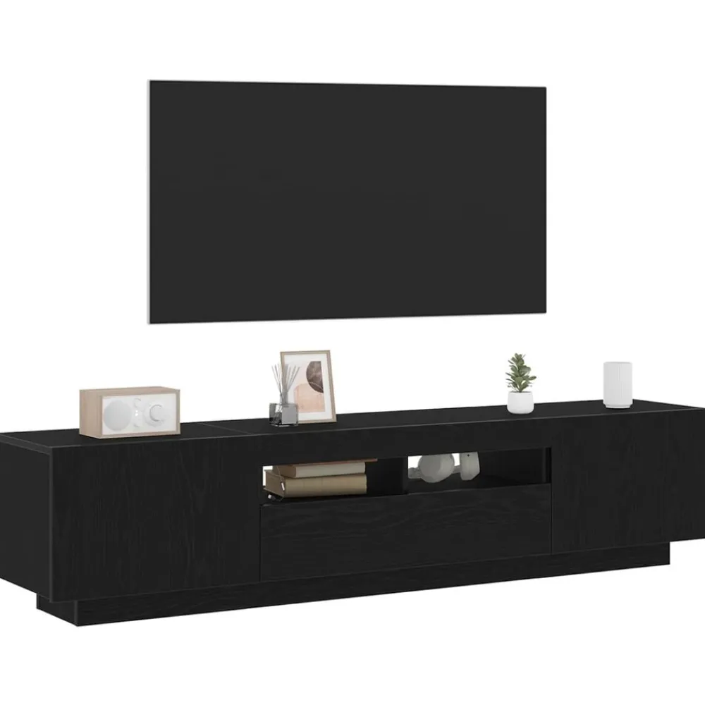 Meubles Tv-vidaXL Ensemble meuble TV Montage mural 2 pcs Noir 180 x 35 x 40 cm Chêne noir