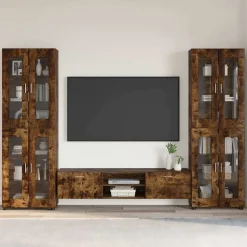 Ensembles De Meubles-vidaXL Ensemble meuble TV FLORIN 3 pcs Chêne fumé Bois d'ingénierie Ch&ecirc;ne fumé
