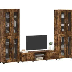 Ensembles De Meubles-vidaXL Ensemble meuble TV FLORIN 3 pcs Chêne fumé Bois d'ingénierie Ch&ecirc;ne fumé
