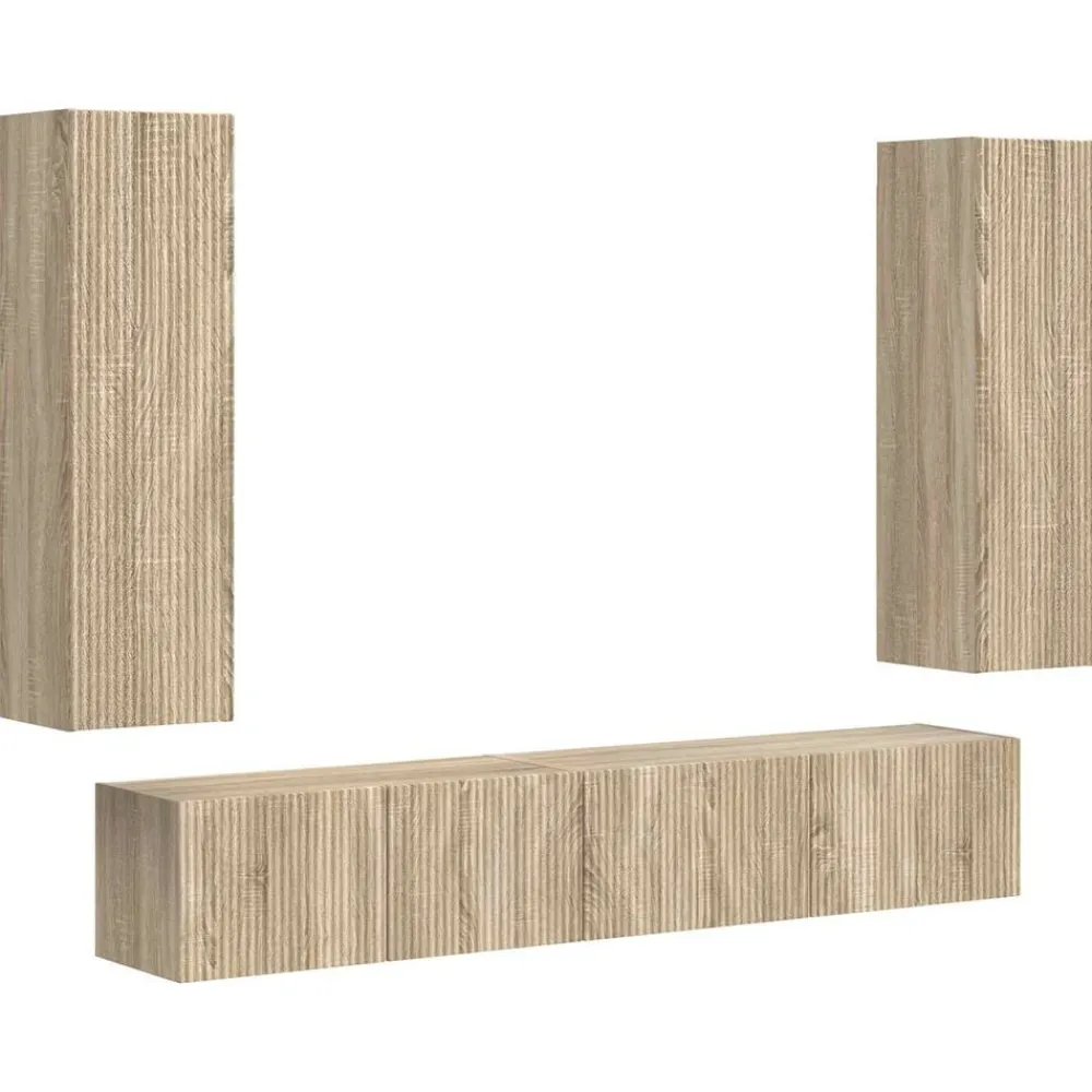 Meubles Tv-vidaXL Ensemble meuble TV 3 pcs Chêne Sonoma Bois d'ingénierie Chêne sonoma