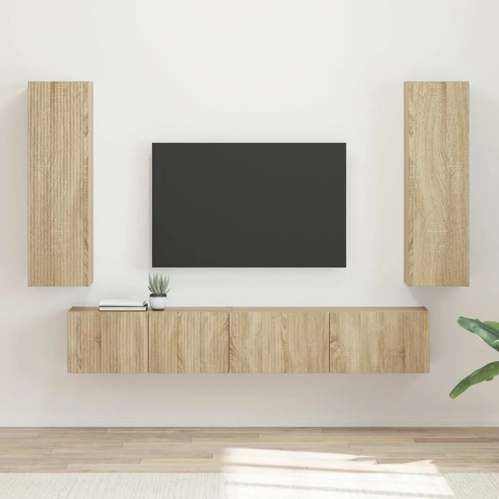 Meubles Tv-vidaXL Ensemble meuble TV 3 pcs Chêne Sonoma Bois d'ingénierie Chêne sonoma