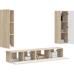 Meubles Tv-vidaXL Ensemble meuble TV 3 pcs Chêne Sonoma Bois d'ingénierie Chêne sonoma