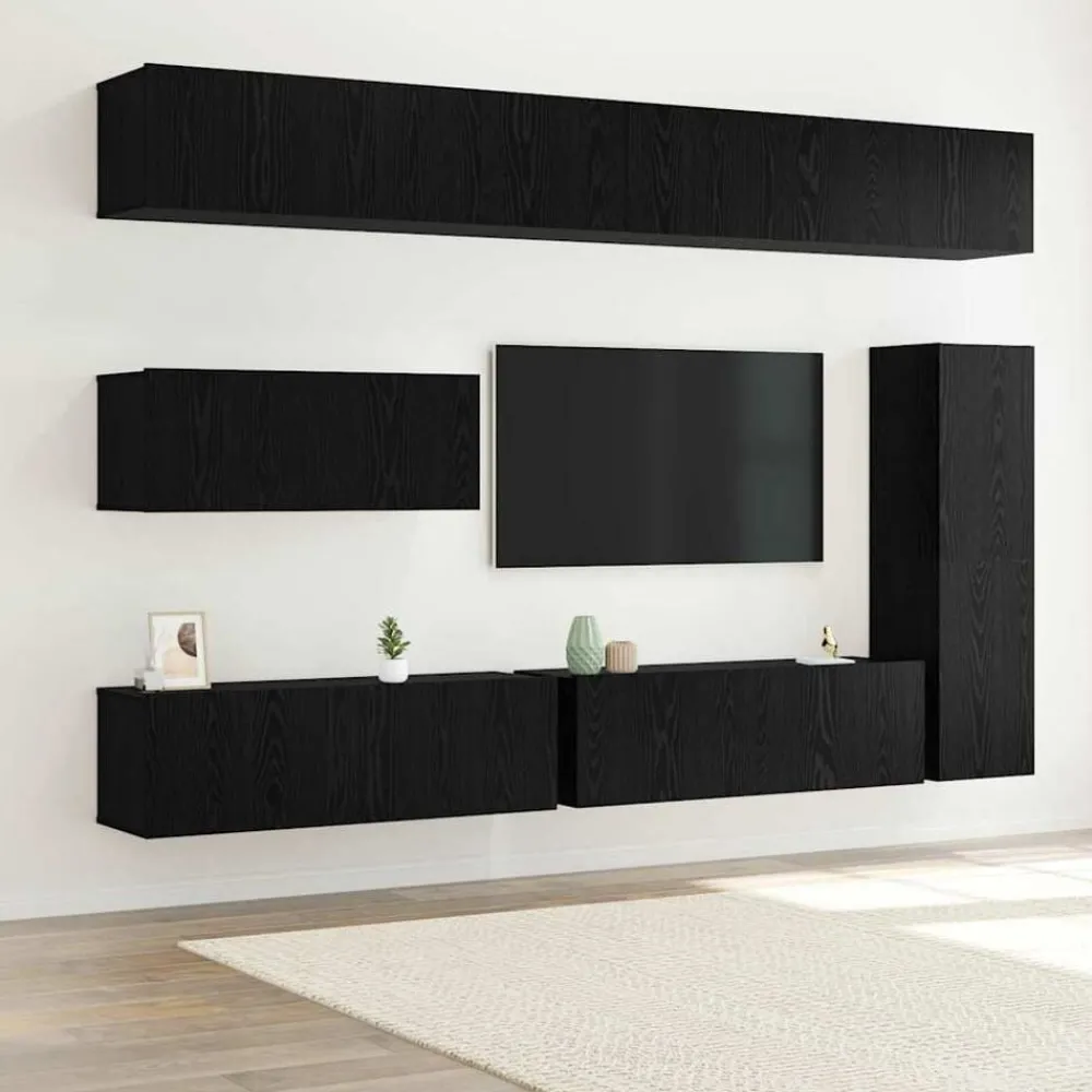 vidaXL Ensemble meuble TV 7 pcs Chêne noir Bois d'ingénierie