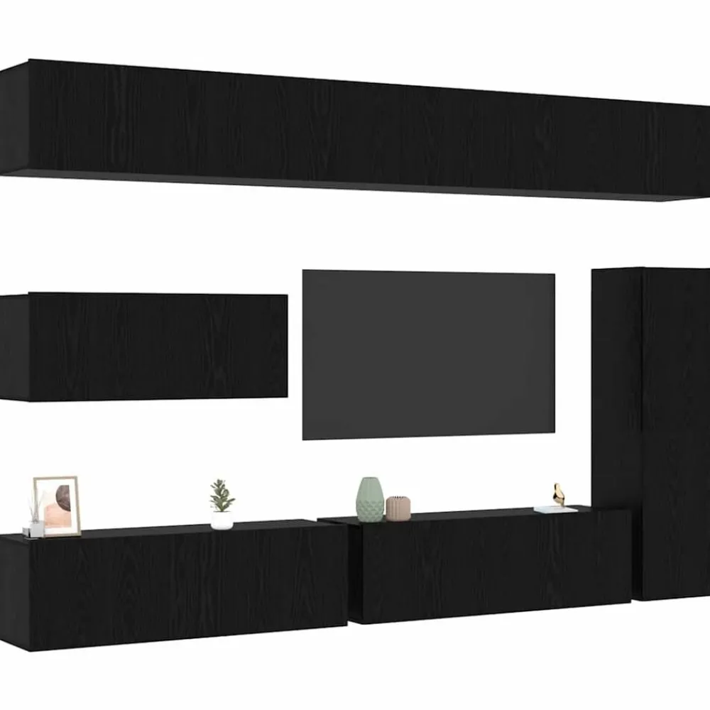 vidaXL Ensemble meuble TV 7 pcs Chêne noir Bois d'ingénierie