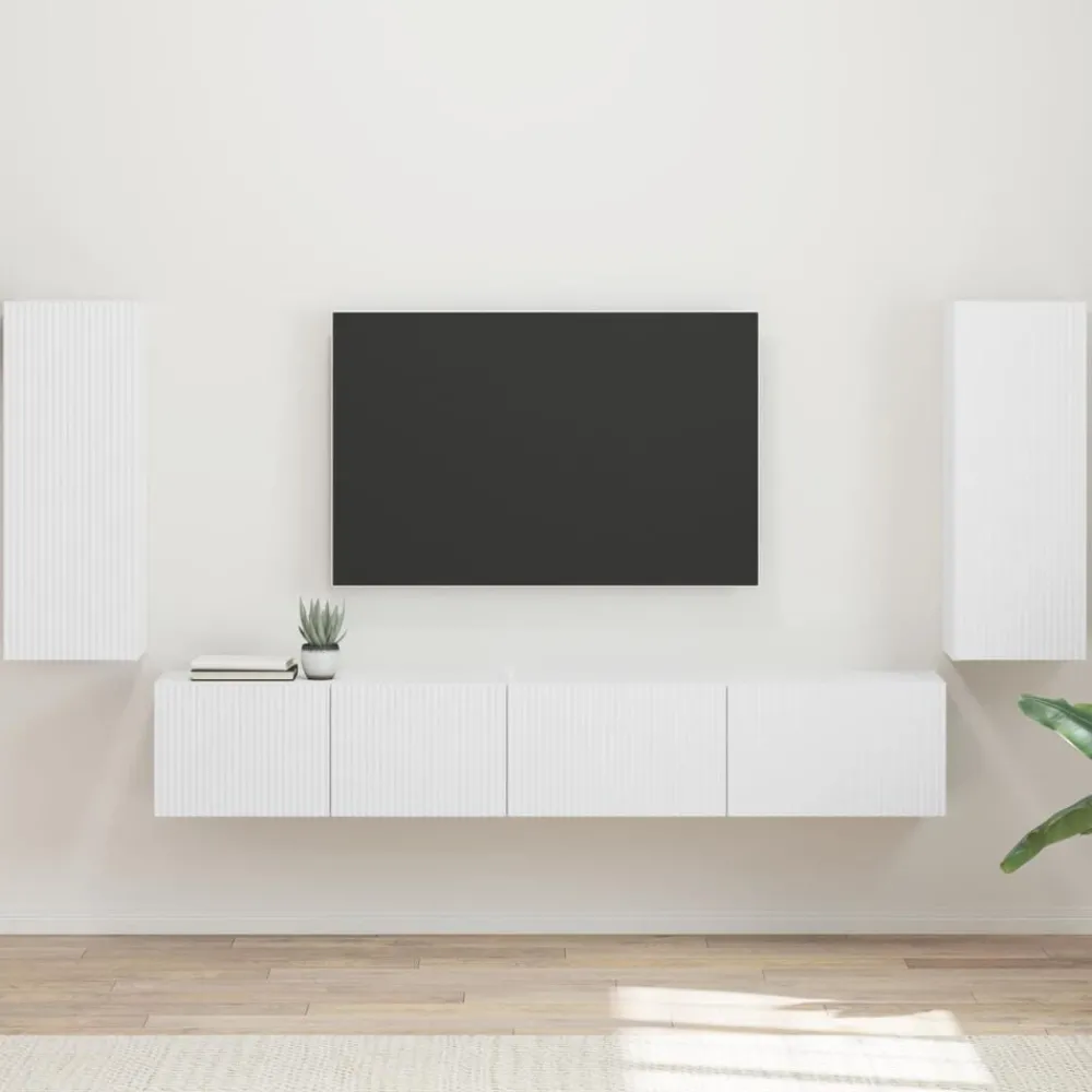 Meubles Tv-vidaXL Ensemble meuble TV 4 pcs Bois d'ingénierie Blanc
