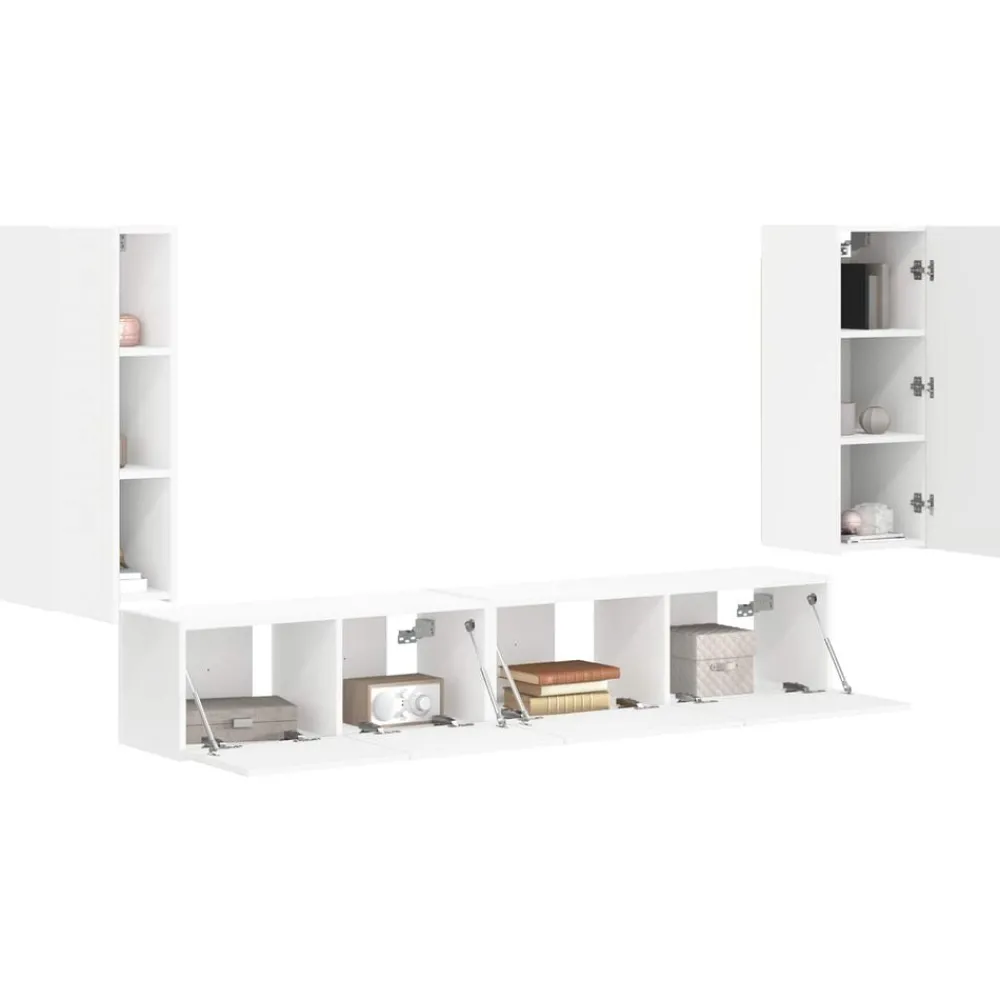 Meubles Tv-vidaXL Ensemble meuble TV 4 pcs Bois d'ingénierie Blanc