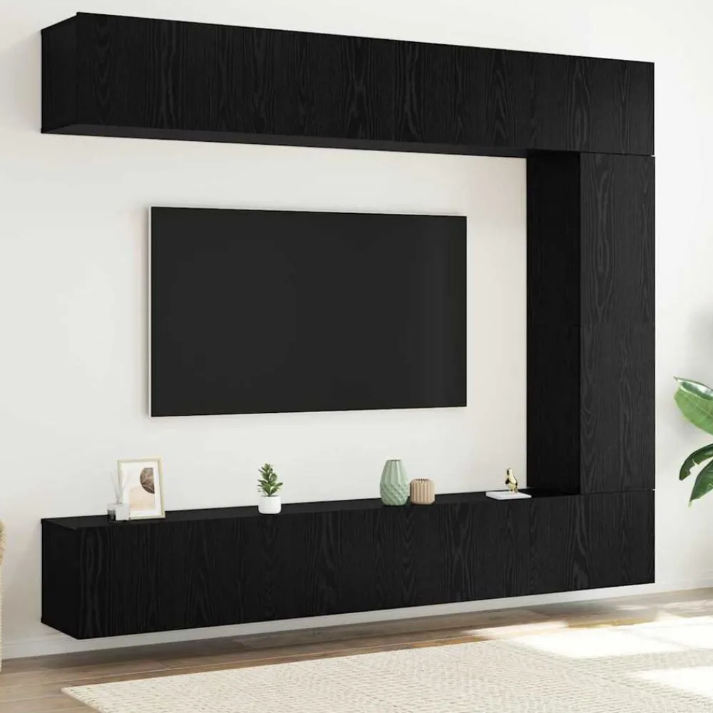 Meubles Tv-vidaXL Ensemble meuble TV 5 pcs Chêne noir Bois d'ingénierie Chêne noir