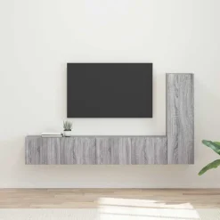 Meubles Tv-vidaXL Ensemble meuble TV 3 pcs Gris Sonoma Bois d'ingénierie Sonoma gris
