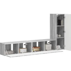 Meubles Tv-vidaXL Ensemble meuble TV 3 pcs Gris Sonoma Bois d'ingénierie Sonoma gris