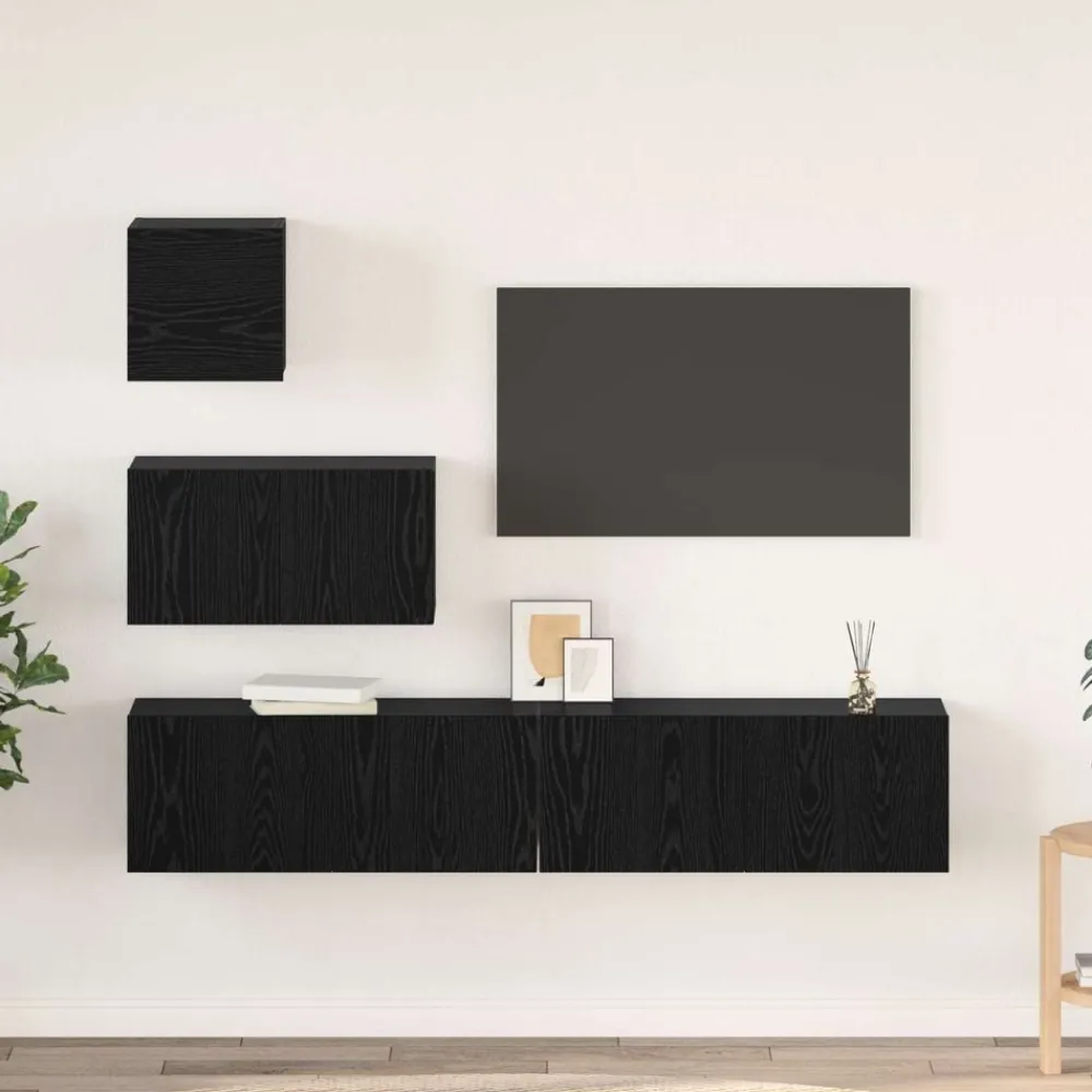 Meubles Tv-vidaXL Ensemble meuble TV 3 pcs Chêne noir Bois d'ingénierie Chêne noir