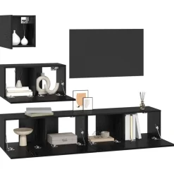 Meubles Tv-vidaXL Ensemble meuble TV 3 pcs Chêne noir Bois d'ingénierie Chêne noir