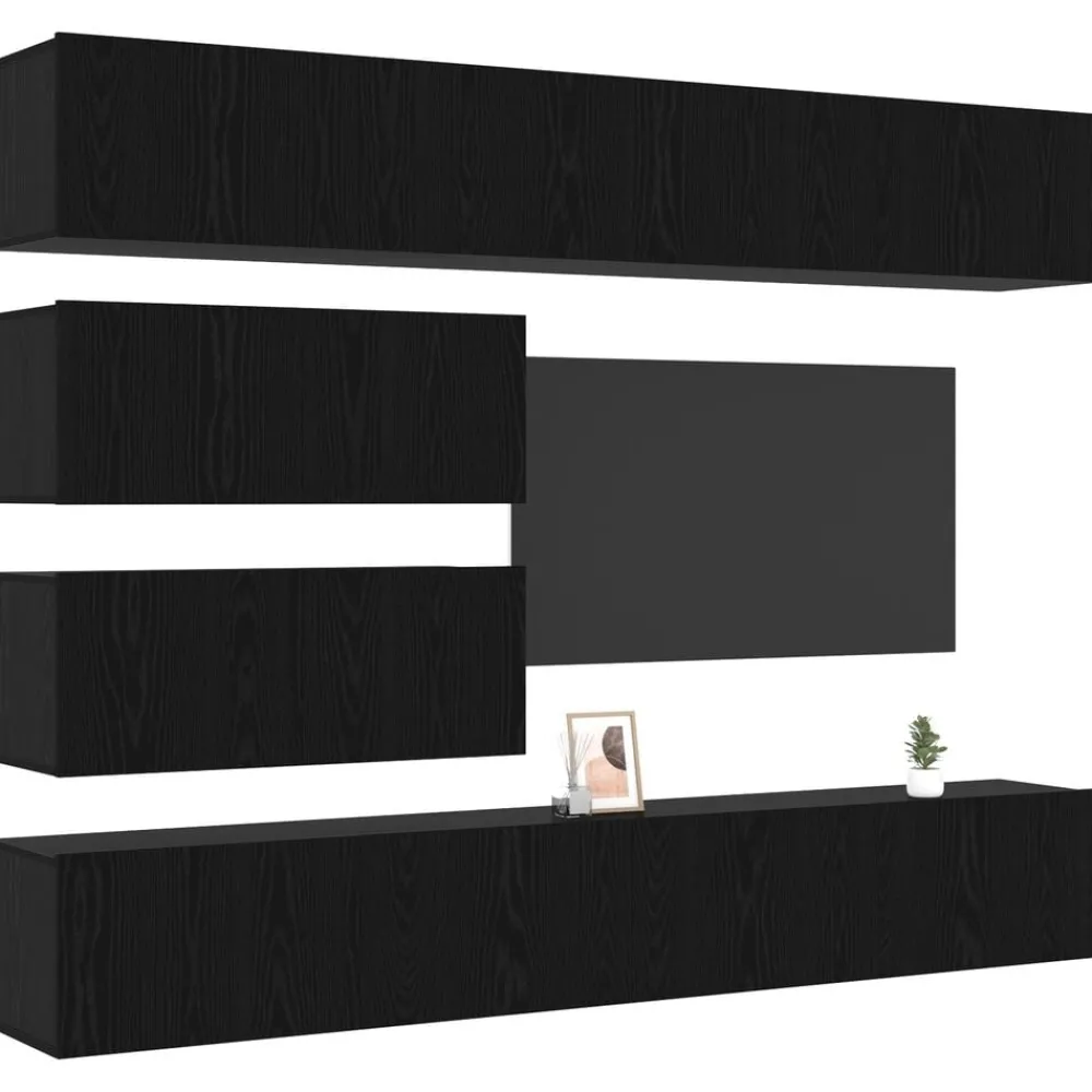 Meubles Tv-vidaXL Ensemble meuble TV 4 pcs Chêne noir Bois d'ingénierie