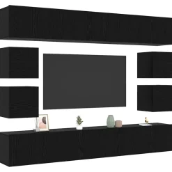 Meubles Tv-vidaXL Ensemble meuble TV Montage mural Chêne noir Bois d'ingénierie