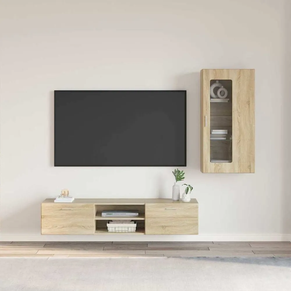 Ensembles De Meubles-vidaXL Ensemble meuble TV FLORIN Chêne Sonoma Bois d'ingénierie Chêne sonoma