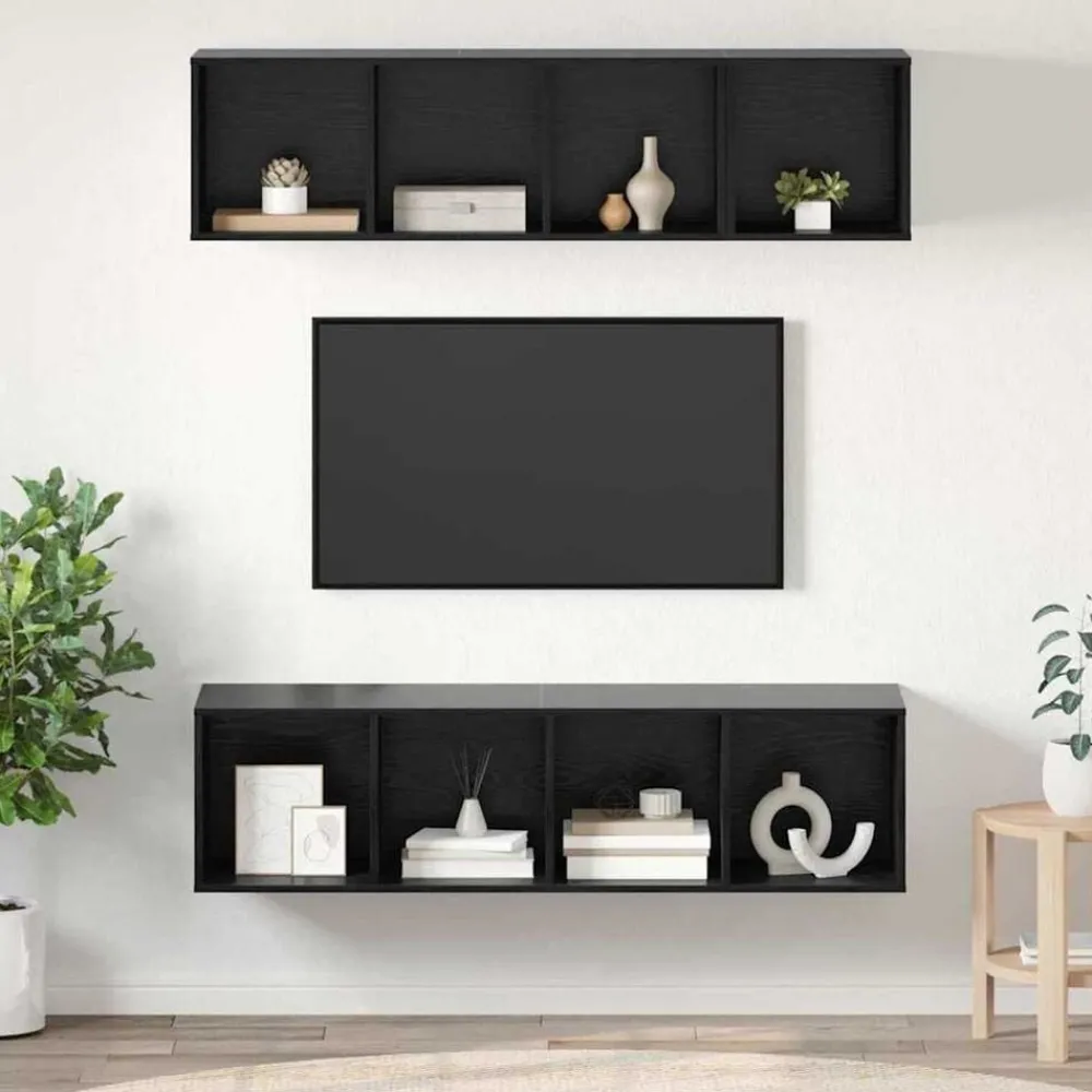 vidaXL Ensemble meuble TV 3 pcs Chêne noir Bois d'ingénierie