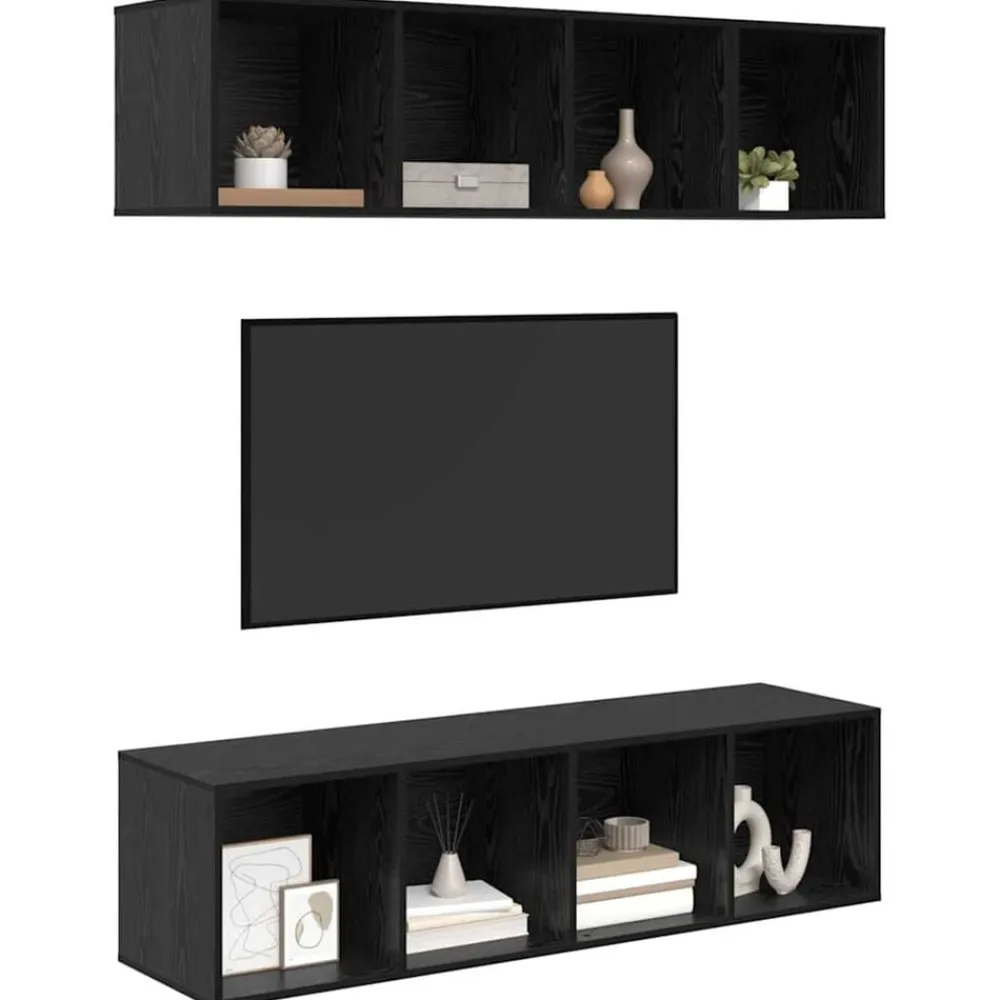 vidaXL Ensemble meuble TV 3 pcs Chêne noir Bois d'ingénierie