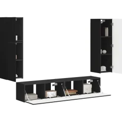 Meubles Tv-vidaXL Ensemble meuble TV Montage mural 4 pcs Bois d'ingénierie Noir