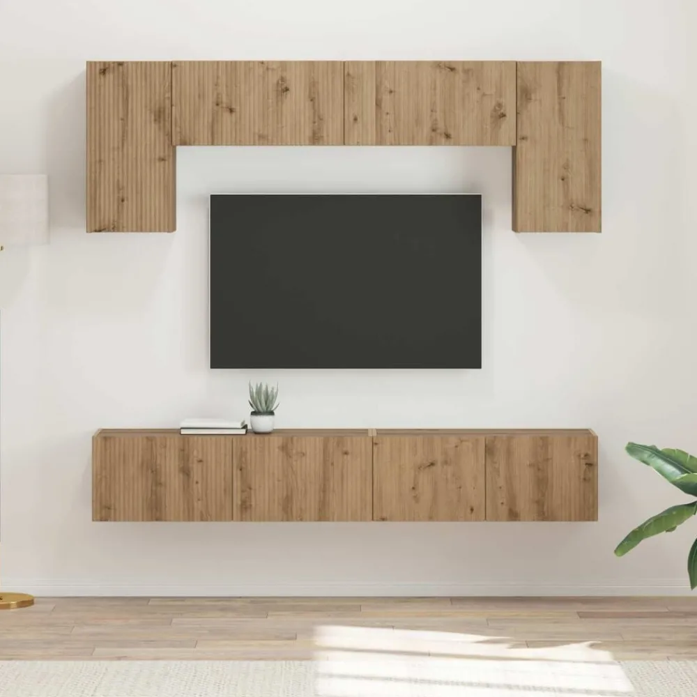 vidaXL Ensemble meuble TV Montage mural 5 pcs Bois d'ingénierie