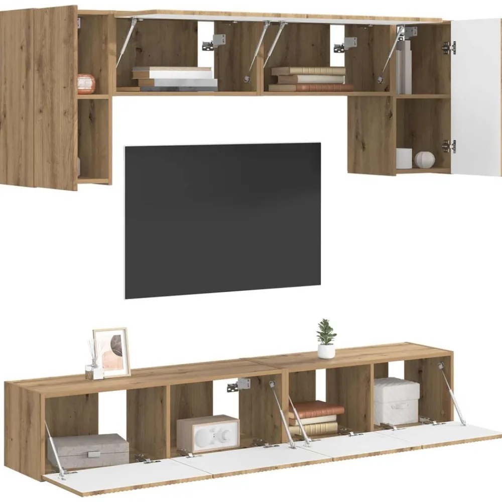 vidaXL Ensemble meuble TV Montage mural 5 pcs Bois d'ingénierie