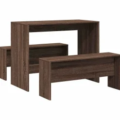 Ensembles De Meubles-vidaXL Ensemble table à manger et bancs 3 pcs bois d'ingénierie Chêne marron