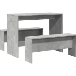 Ensembles De Meubles-vidaXL Ensemble table à manger et bancs 3 pcs bois d'ingénierie Gris béton