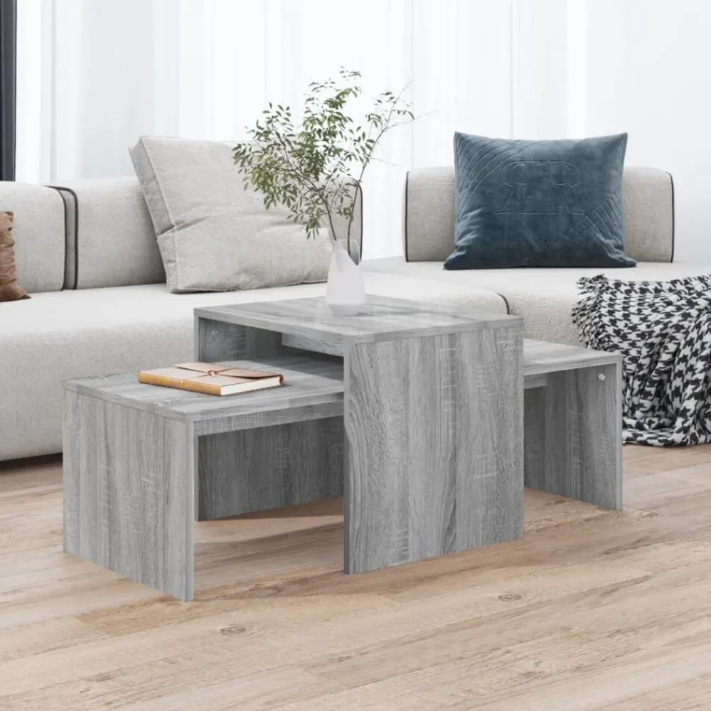 Tables-vidaXL Ensemble table basse 100x48x40 cm Bois d'ingénierie Sonoma gris