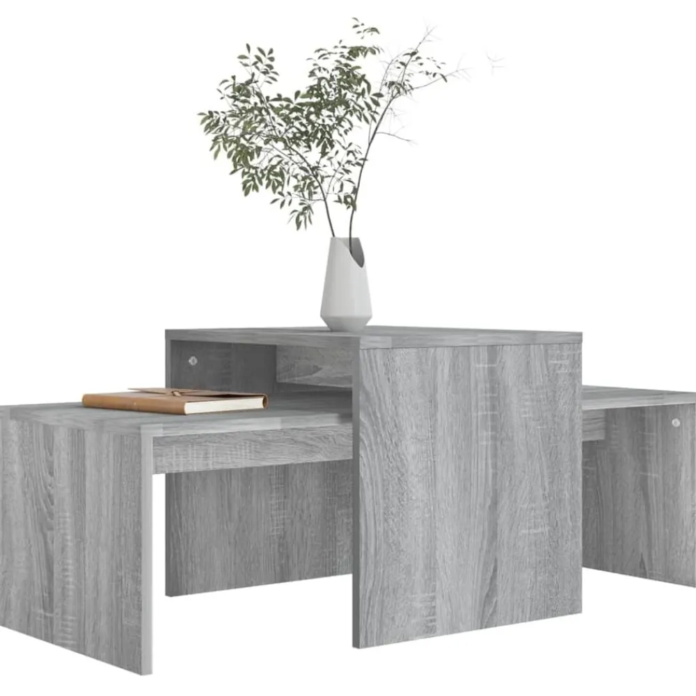 Tables-vidaXL Ensemble table basse 100x48x40 cm Bois d'ingénierie Sonoma gris