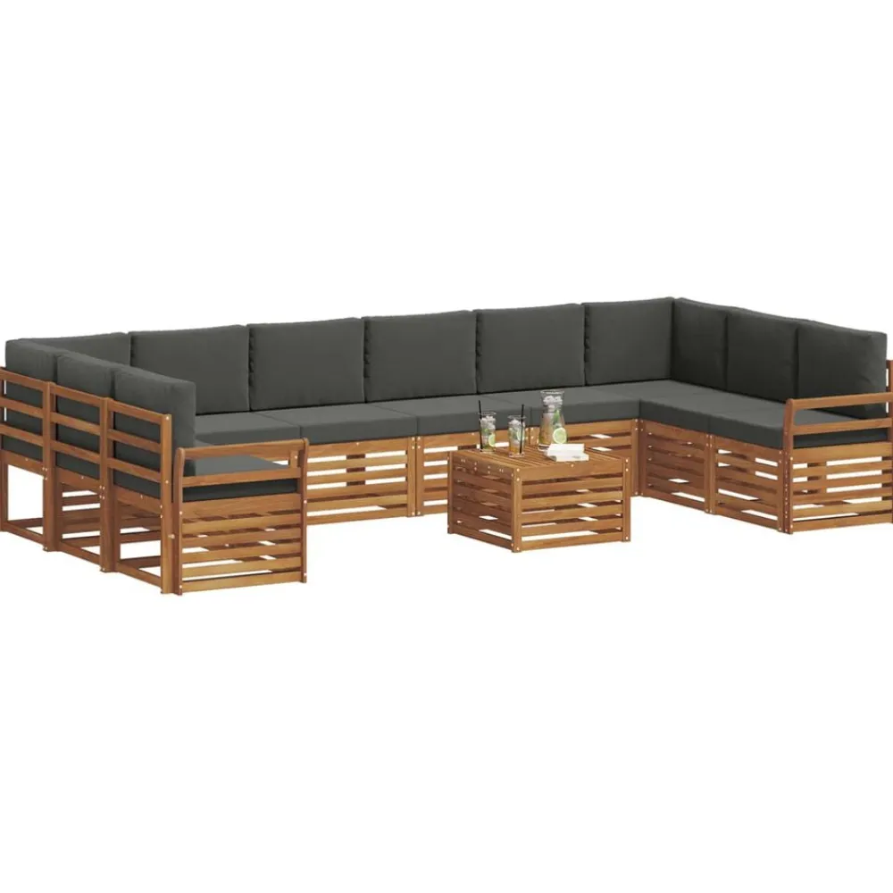 Ensembles De Meubles-vidaXL Ensembles de canapés avec coussin 11 pcs Naturel et anthracite