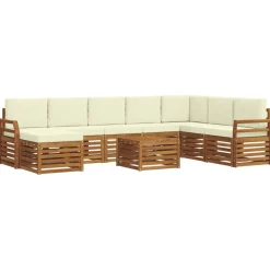 Ensembles De Meubles-vidaXL Ensembles de canapés avec coussin 9 pcs Naturel et Crème Naturel et cr&egrave;me