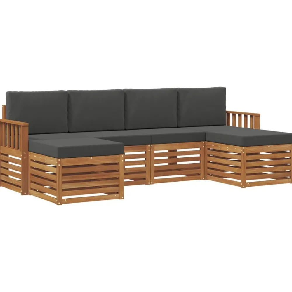 Ensembles De Meubles-vidaXL Ensembles de canapés avec coussin 6 pcs Naturel et anthracite
