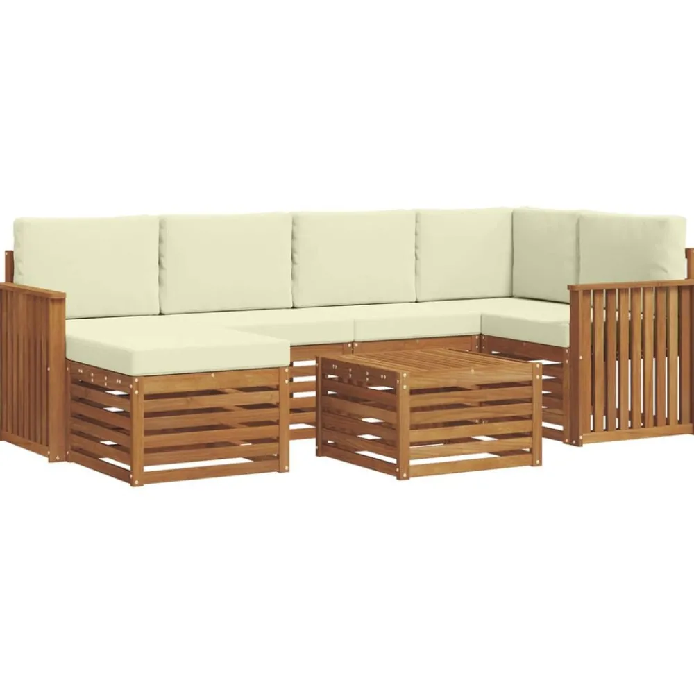 Ensembles De Meubles-vidaXL Ensembles de canapés avec coussin 7 pcs Naturel et Crème Naturel et crème