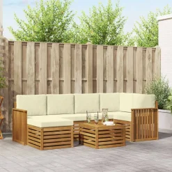 Ensembles De Meubles-vidaXL Ensembles de canapés avec coussin 7 pcs Naturel et Crème Naturel et cr&egrave;me