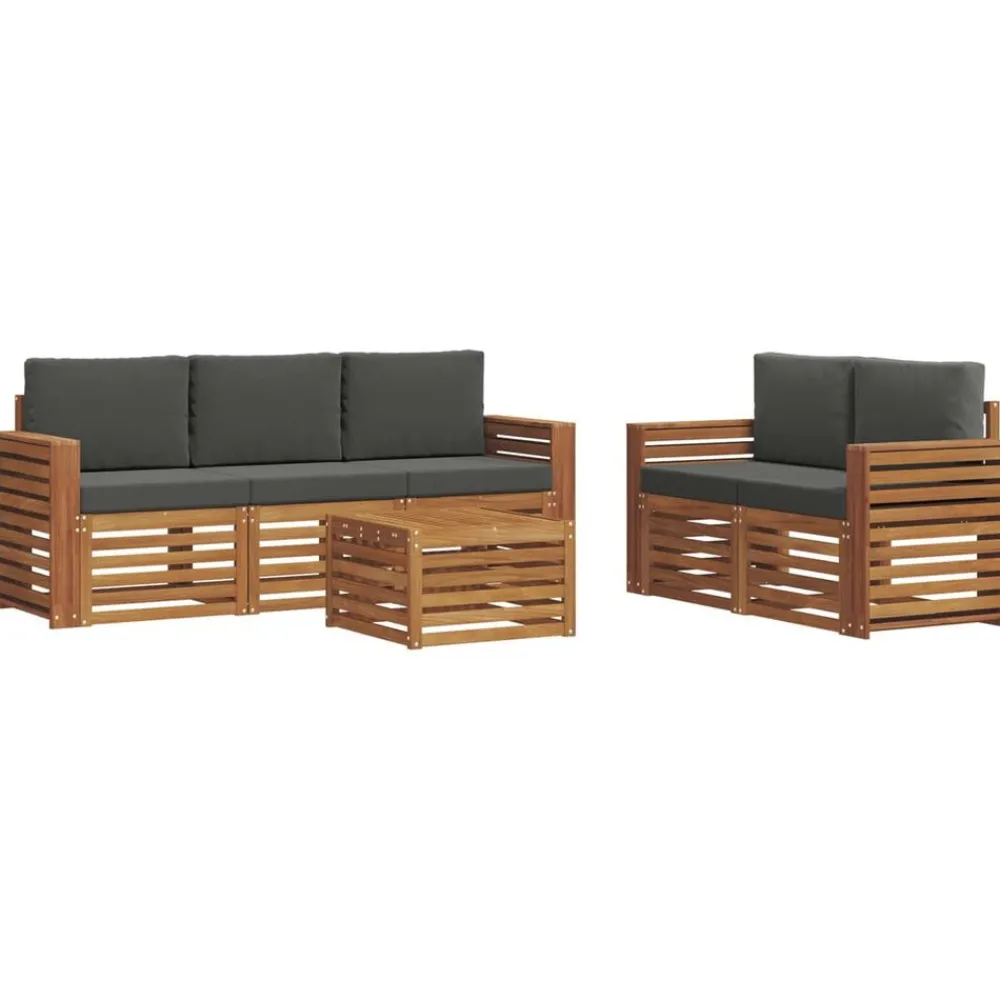 Ensembles De Meubles-vidaXL Ensembles de canapés avec coussin 6 pcs Naturel et anthracite