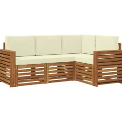 Ensembles De Meubles-vidaXL Ensembles de canapés avec coussin 4 pcs Naturel et Crème Naturel et cr&egrave;me