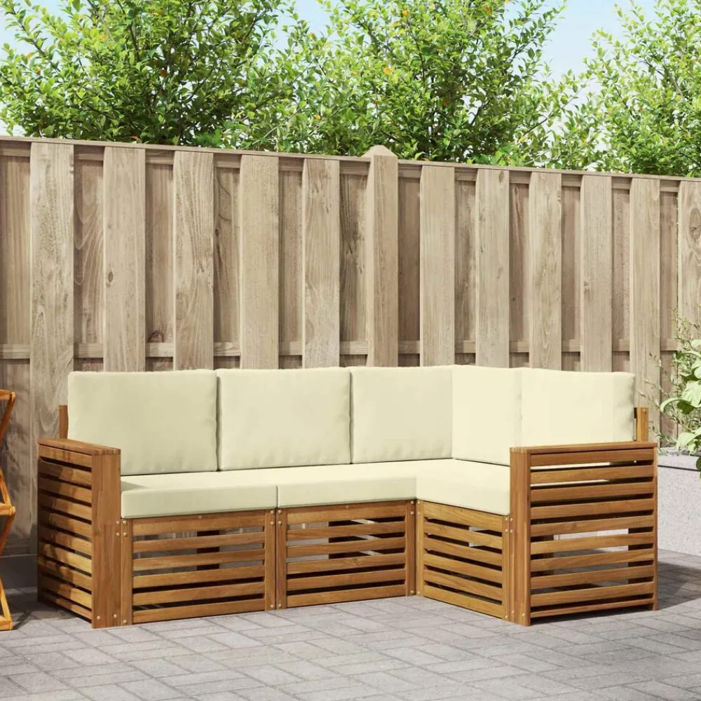 Ensembles De Meubles-vidaXL Ensembles de canapés avec coussin 4 pcs Naturel et Crème Naturel et crème