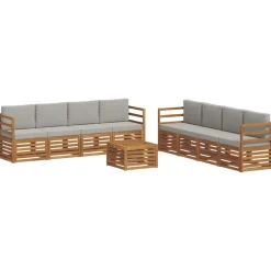 vidaXL Ensembles de canapés avec coussin 9 pcs Gris Naturel et Clair