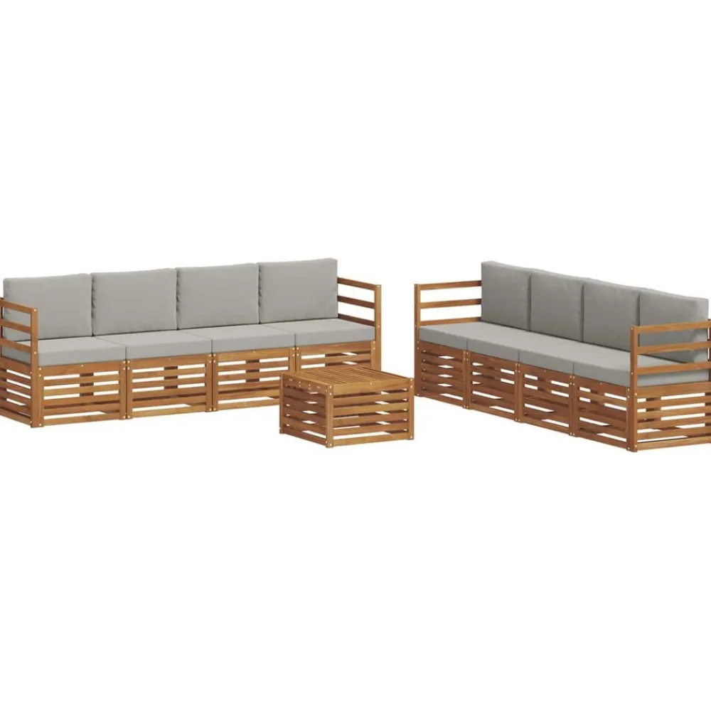 vidaXL Ensembles de canapés avec coussin 9 pcs Gris Naturel et Clair
