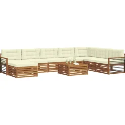 vidaXL Ensembles de canapés avec coussin 9 pcs Naturel et Crème